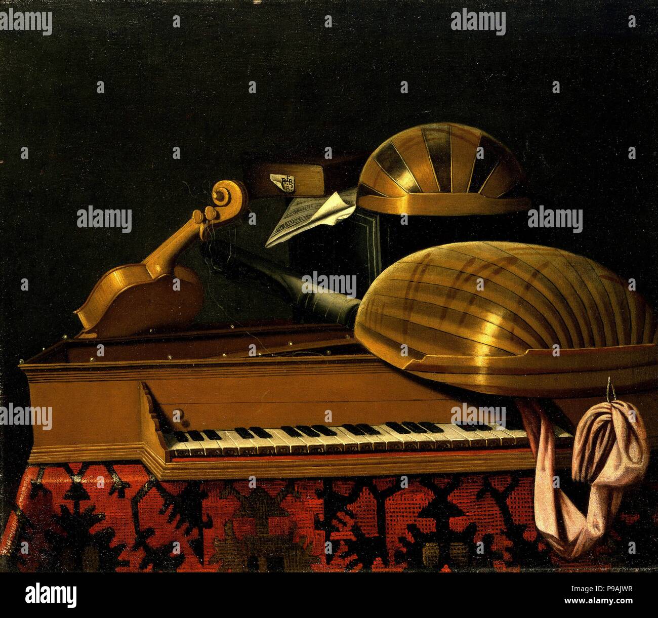 Nature morte avec instruments de musique et livres. Musée : Musée d'Israël, Jérusalem. Banque D'Images