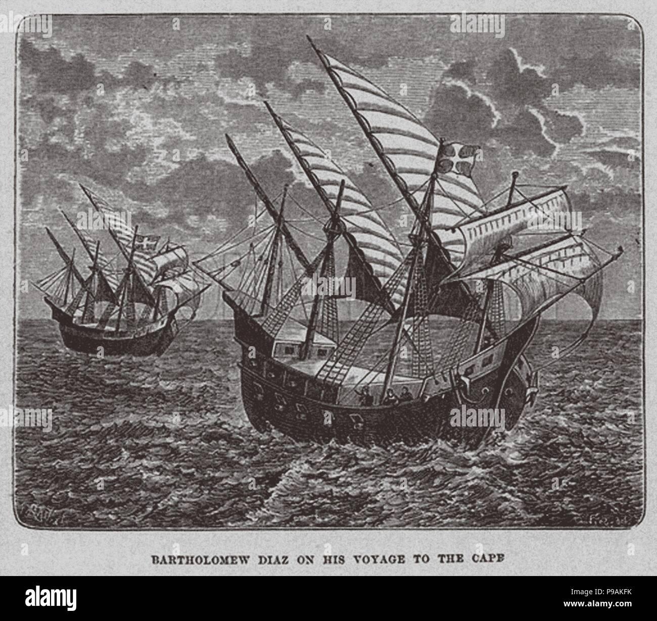 Bartholomew Diaz sur son voyage en Afrique du Sud. Musée : collection privée. Banque D'Images