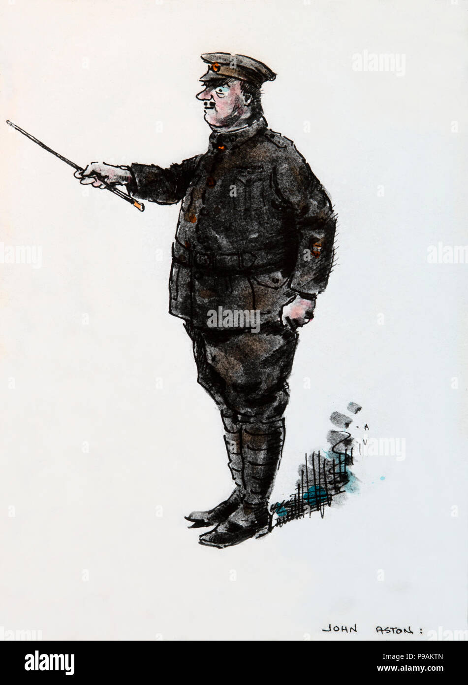 Dessin intitulé 'Le sergent-major' par la guerre l'artiste John Aston. Banque D'Images