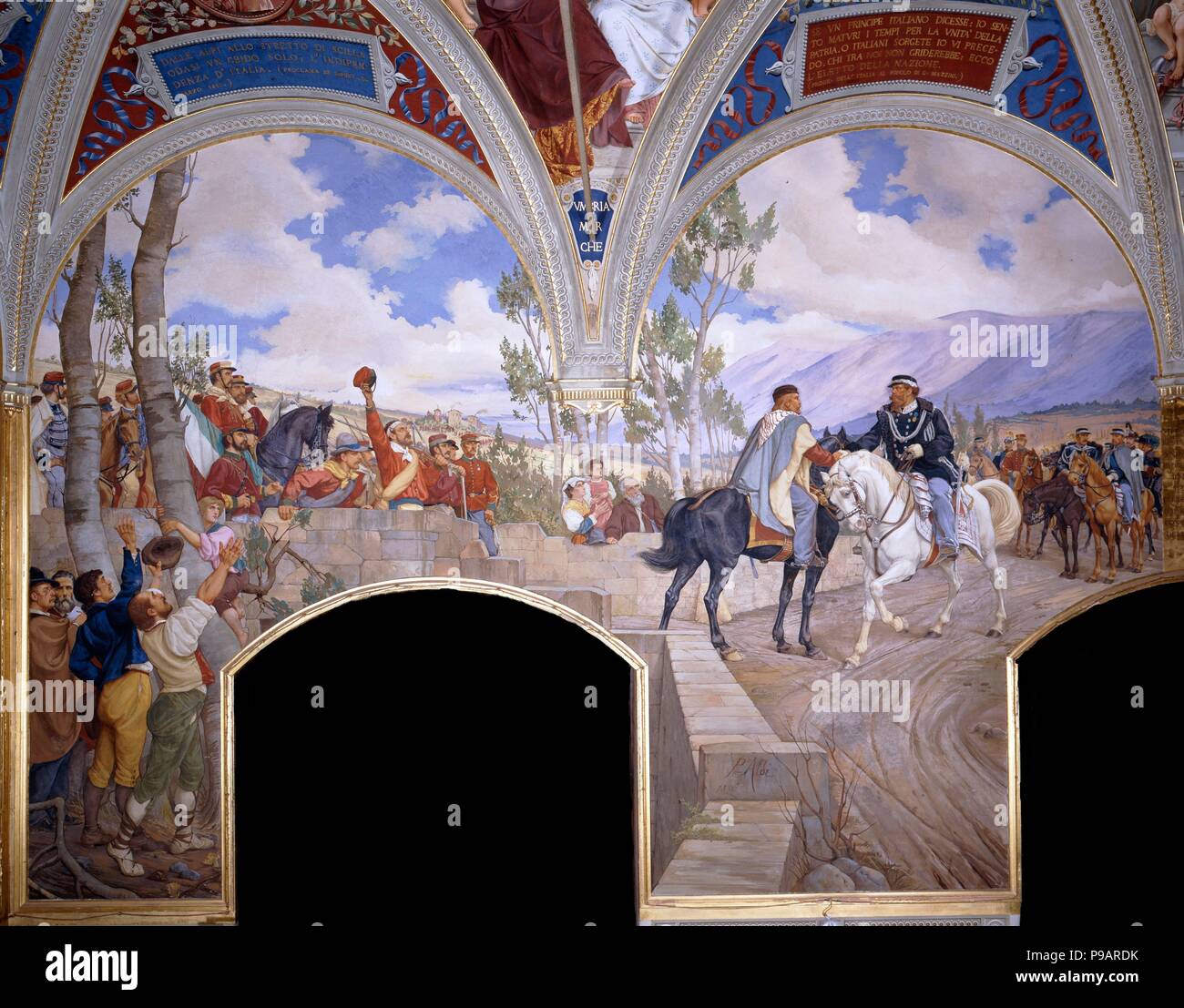 Victor Emanuel répond à Giuseppe Garibaldi à Teano. Musée : Palazzo Pubblico, Torre del Mangia, Sienne. Banque D'Images