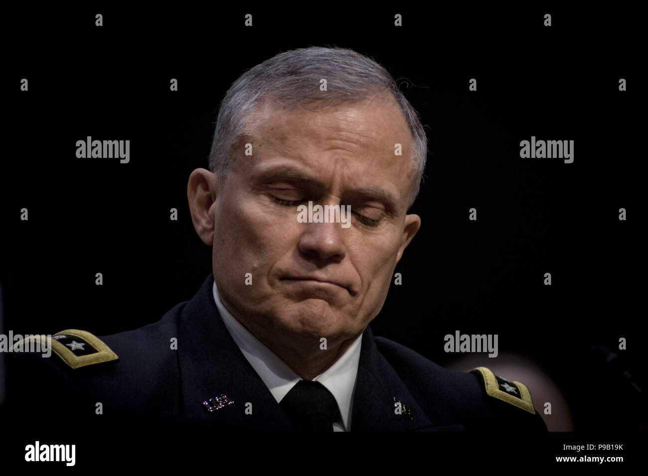 Washington, District de Columbia, Etats-Unis. Feb 13, 2018. Directeur de la Defense Intelligence Agency (DIA) Le Lieutenant-général Robert Ashley, JR. témoigne à la Commission des renseignements du Sénat 2018 l'évaluation de la menace dans le monde de la Commission des renseignements du Sénat, le 13 février 2018. Crédit : Christian Douglas/ZUMA/Alamy Fil Live News Banque D'Images