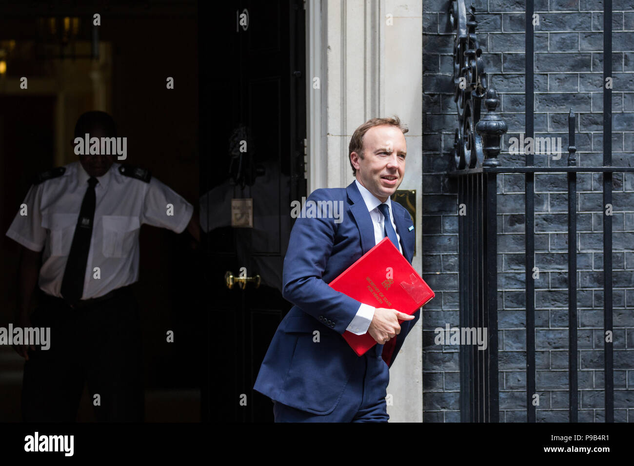 Londres, Royaume-Uni. 17 juillet, 2018. Matt Hancock, Secrétaire d'État à la santé et des soins sociaux, feuilles 10, Downing Street, à la suite de la dernière réunion du Cabinet avant les vacances d'été. Credit : Mark Kerrison/Alamy Live News Banque D'Images