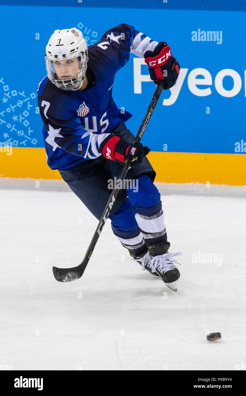 Monique Lamoureux-Morando (USA) au cours de la médaille d'or jeu de hockey sur glace Etats-unis contre le Canada aux Jeux Olympiques d'hiver de PyeongChang 2018 Banque D'Images