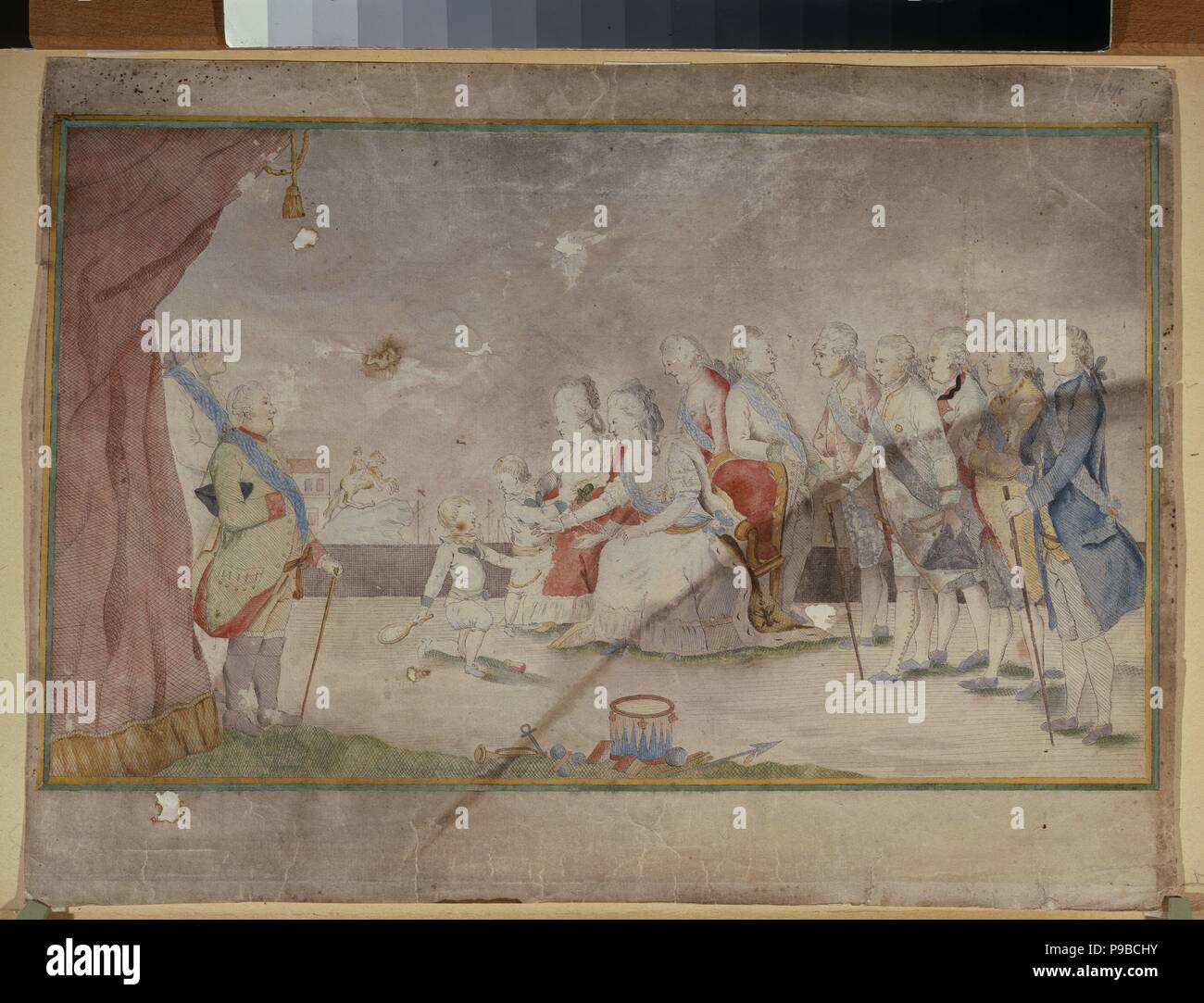 L'impératrice Catherine II avec sa famille et de courtisans. Musée : la Galerie nationale Tretiakov (Moscou). Banque D'Images