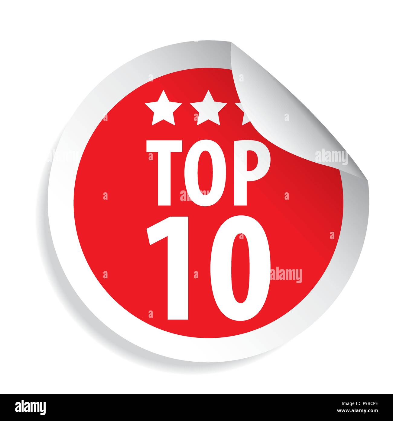 Top 10 label autocollant rouge Illustration de Vecteur