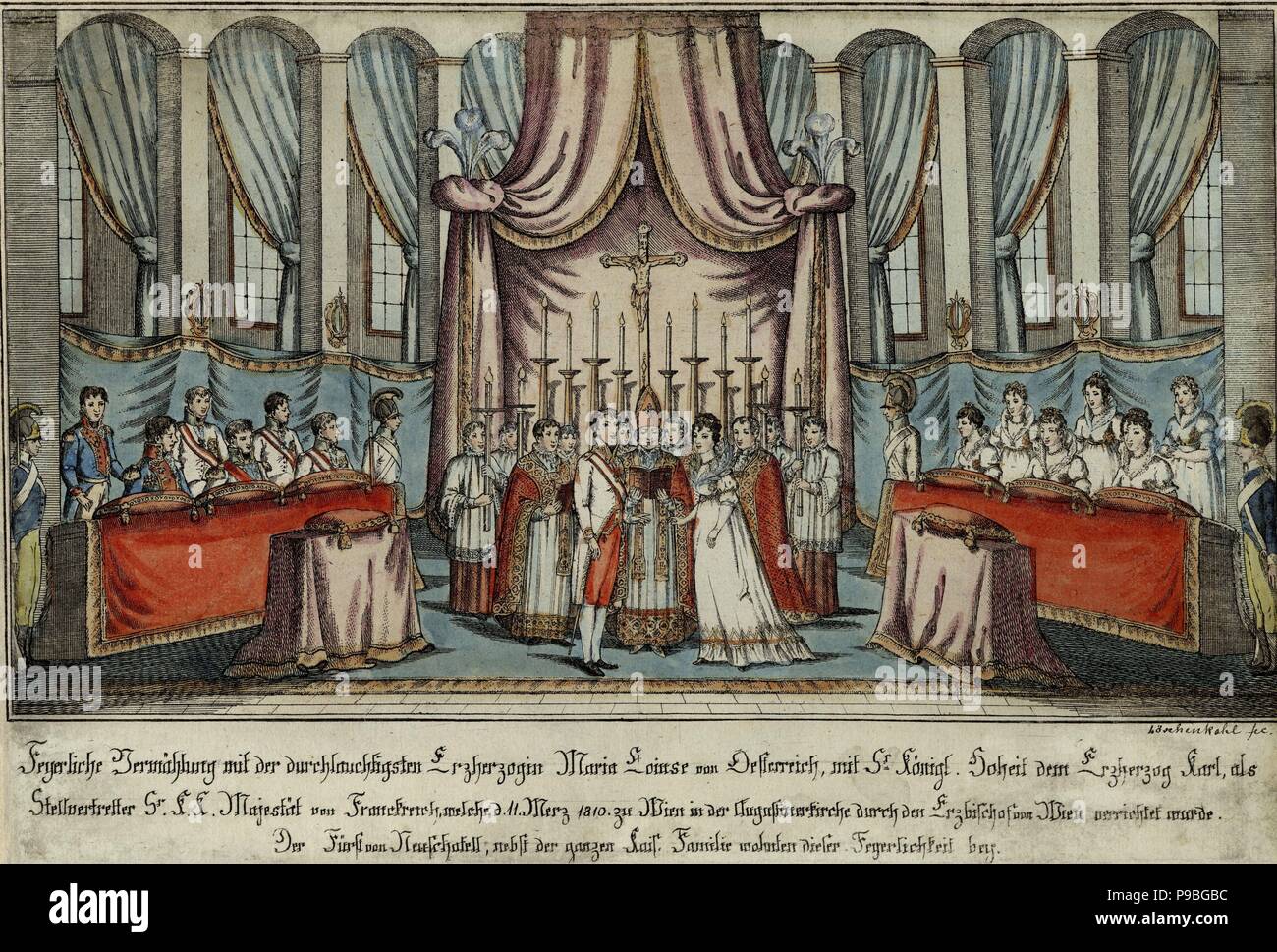 Marie-Louise Napoléon mariés par procuration à Vienne, avec l'Archiduc Charles en permanent pour Napoléon. Musée : collection privée. Banque D'Images