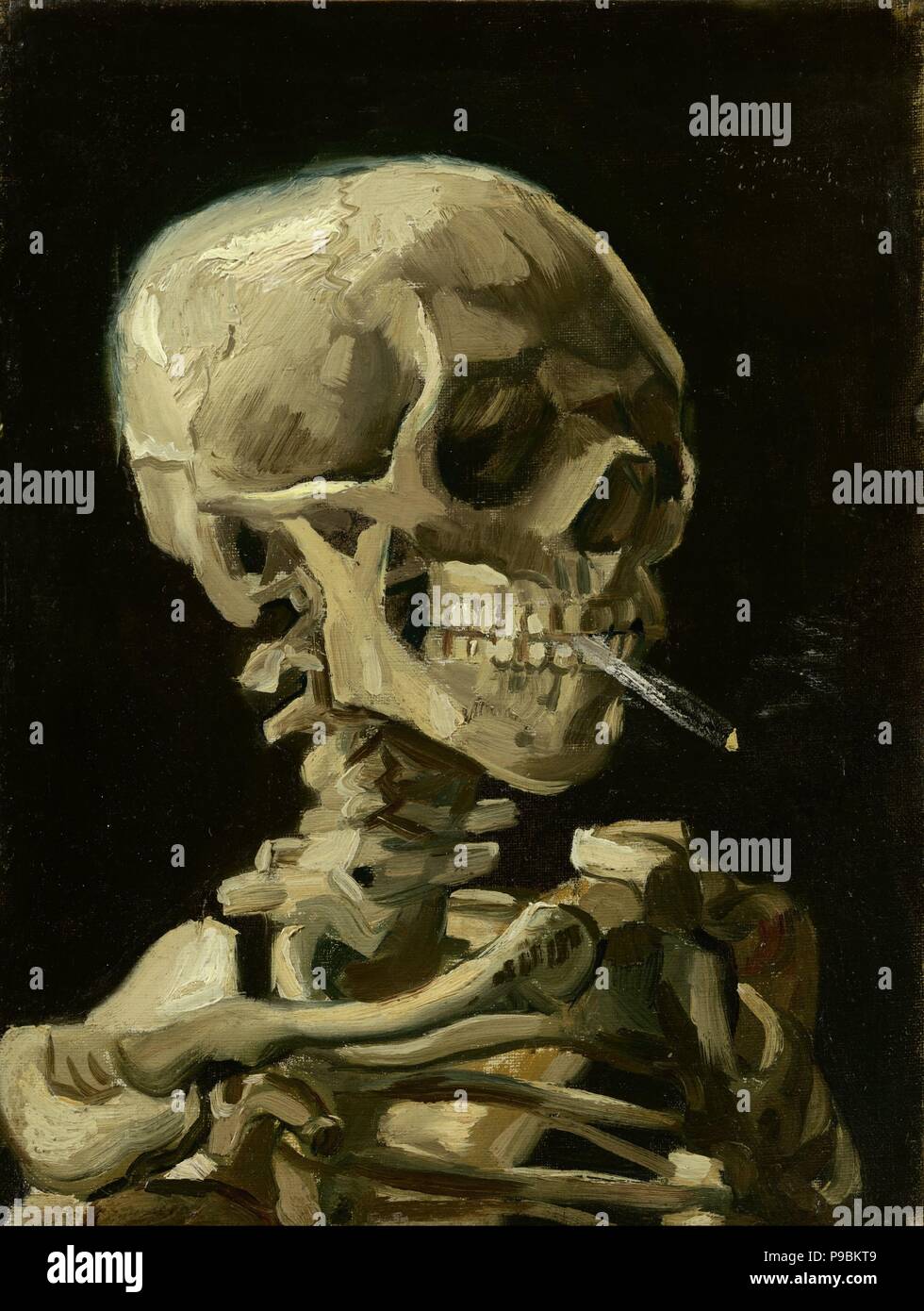 Tête d'un squelette avec une cigarette. Musée : Musée Van Gogh, Amsterdam. Banque D'Images
