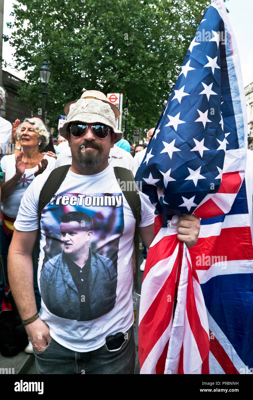 L'extrême-droite "Lads" Pro-Trump Football Alliance et Tommy Robinson ont organisé une manifestation avec des milliers de partisans dans le centre de Londres 14 Juillet 2018 Banque D'Images