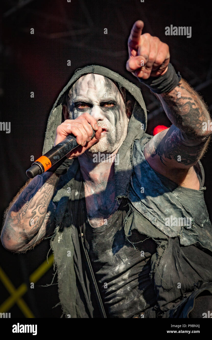 Groupe de metal extrême irlandais en prestation au primordial 2015 Copenhell Metal Festival. Ici le chanteur Alan Nemtheanga' 'Averill Banque D'Images