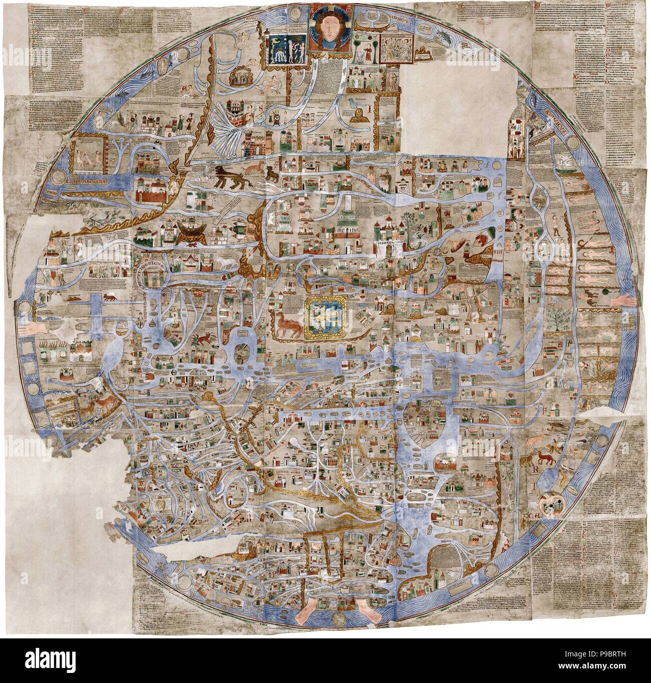 L'Ebstorf Carte. Musée : l'abbaye de Ebstorf, Lueneburg. Banque D'Images