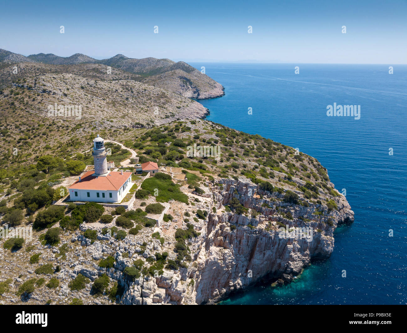 Vue aérienne de l'île de Lastovo Banque D'Images