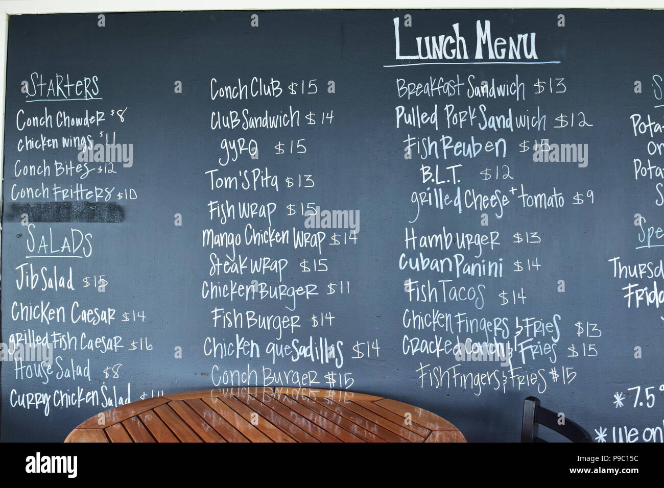 Terrasse du menu tableau noir Banque de photographies et d’images à ...