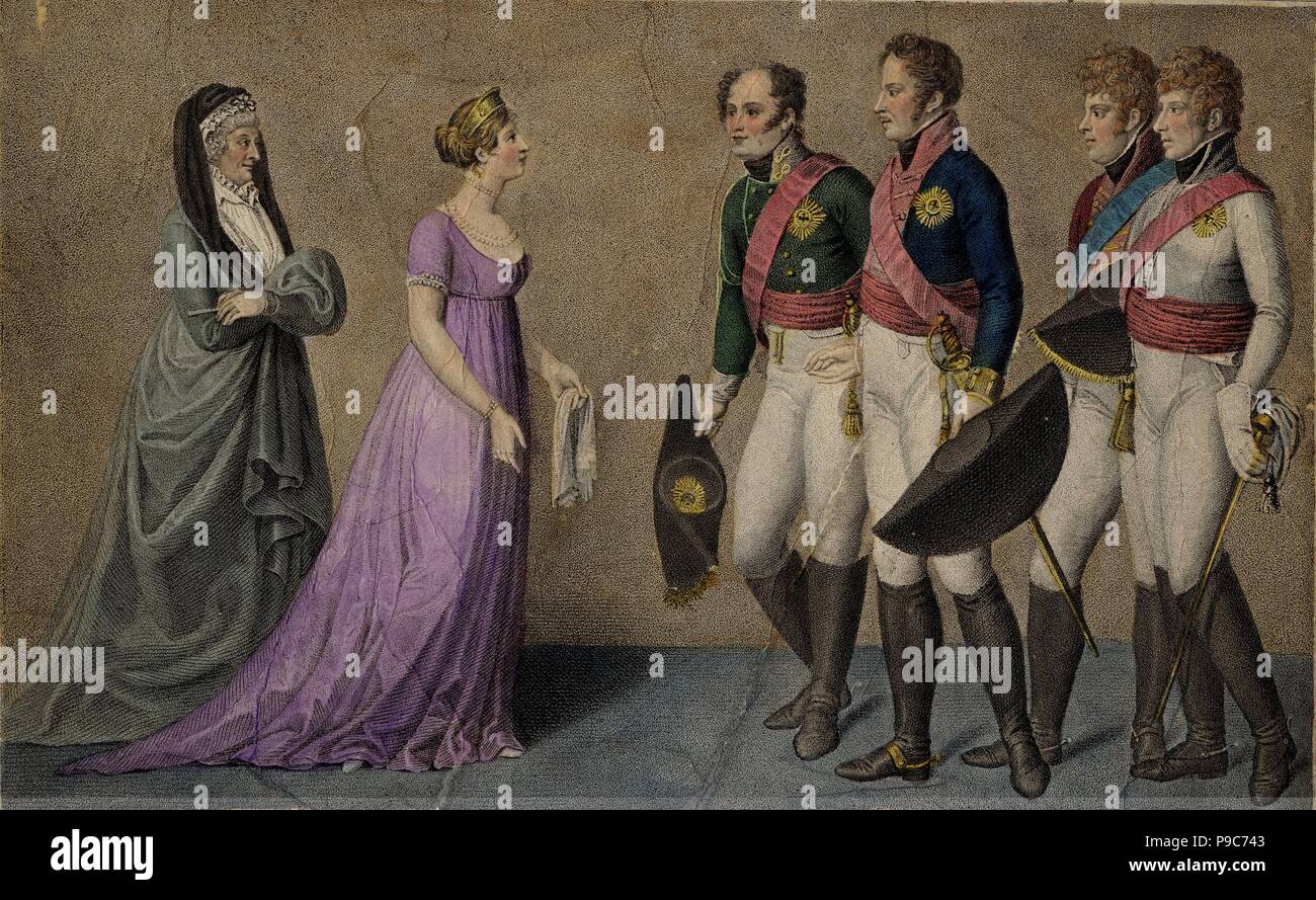 La réception de l'empereur Alexandre à Memel par leurs majestés Frédéric-guillaume de Prusse et Louisa. Musée : collection privée. Banque D'Images