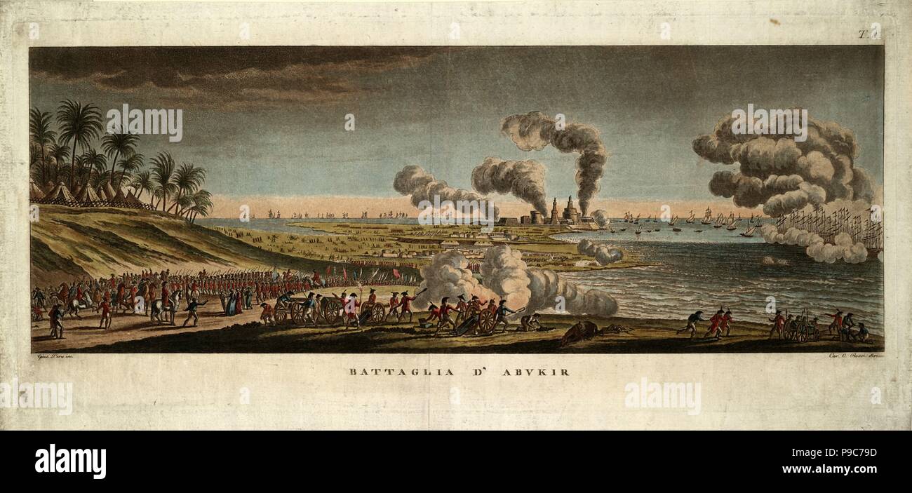 La bataille d'Aboukir le 25 juillet 1799. Musée : collection privée. Banque D'Images