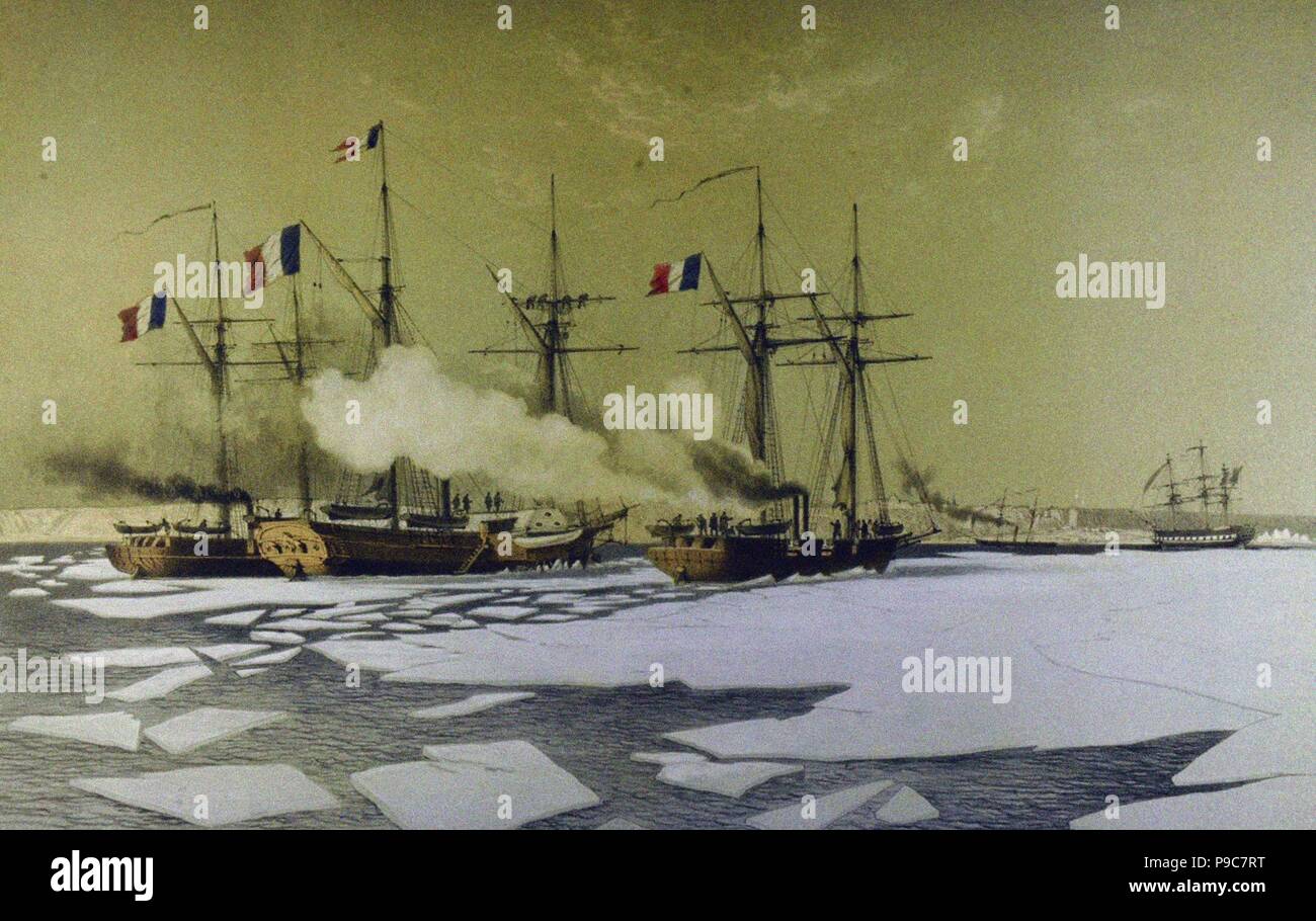 Dans le déglaçage Liman du Dniepr pour l'adoption de batteries flottantes, 1855-1856. Musée : collection privée. Banque D'Images