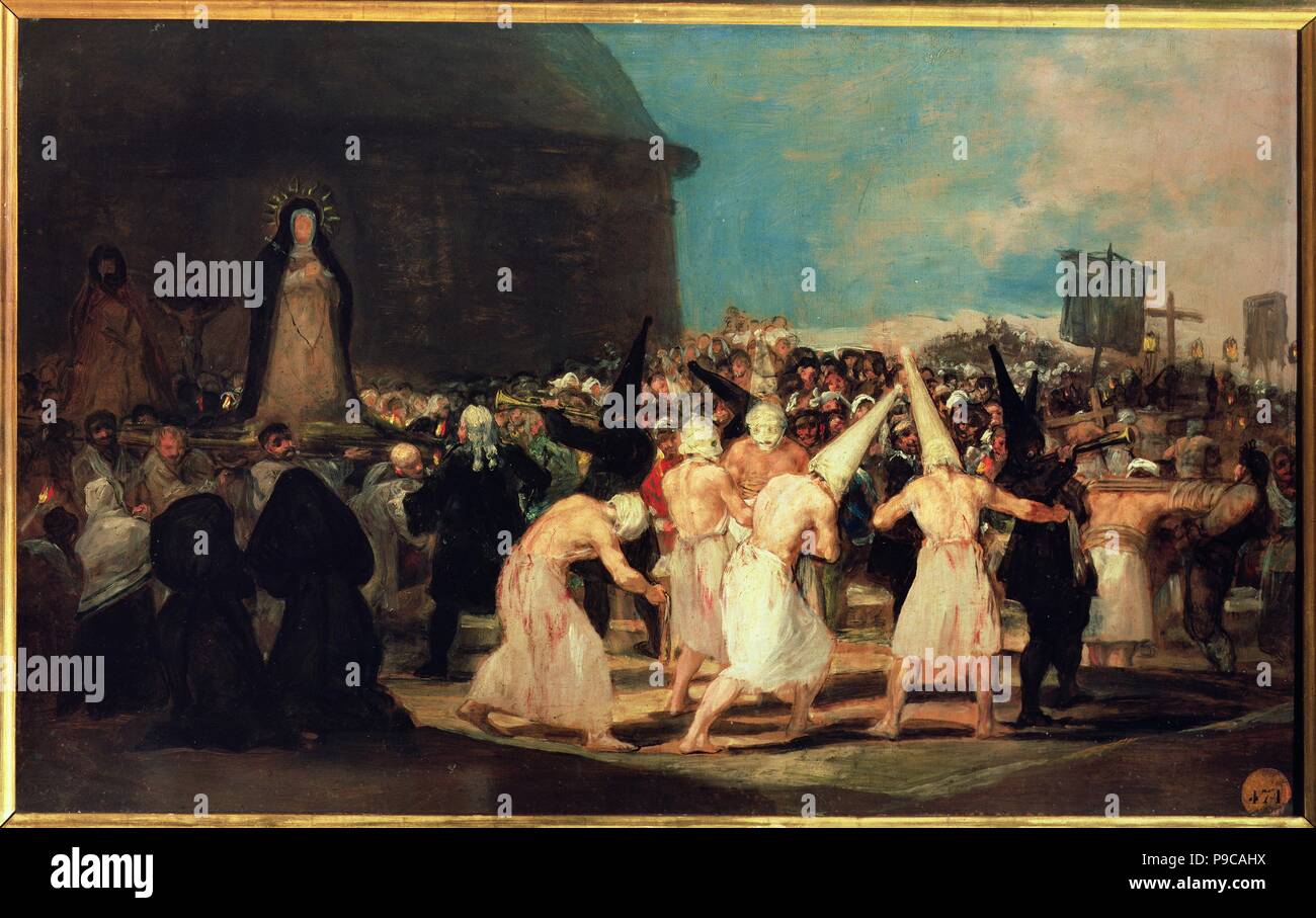 Une procession de Flagellants. Musée : Real Academia de Bellas Artes de San Fernando, Madrid. Banque D'Images