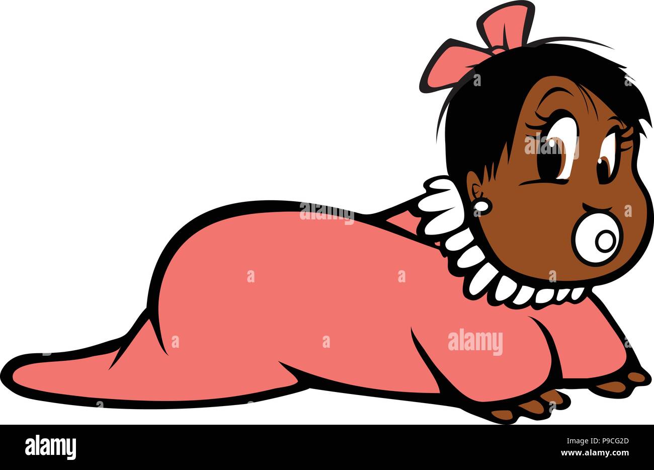 Cartoon Vector Illustration D Un Bebe Noir Rampant Image Vectorielle Stock Alamy