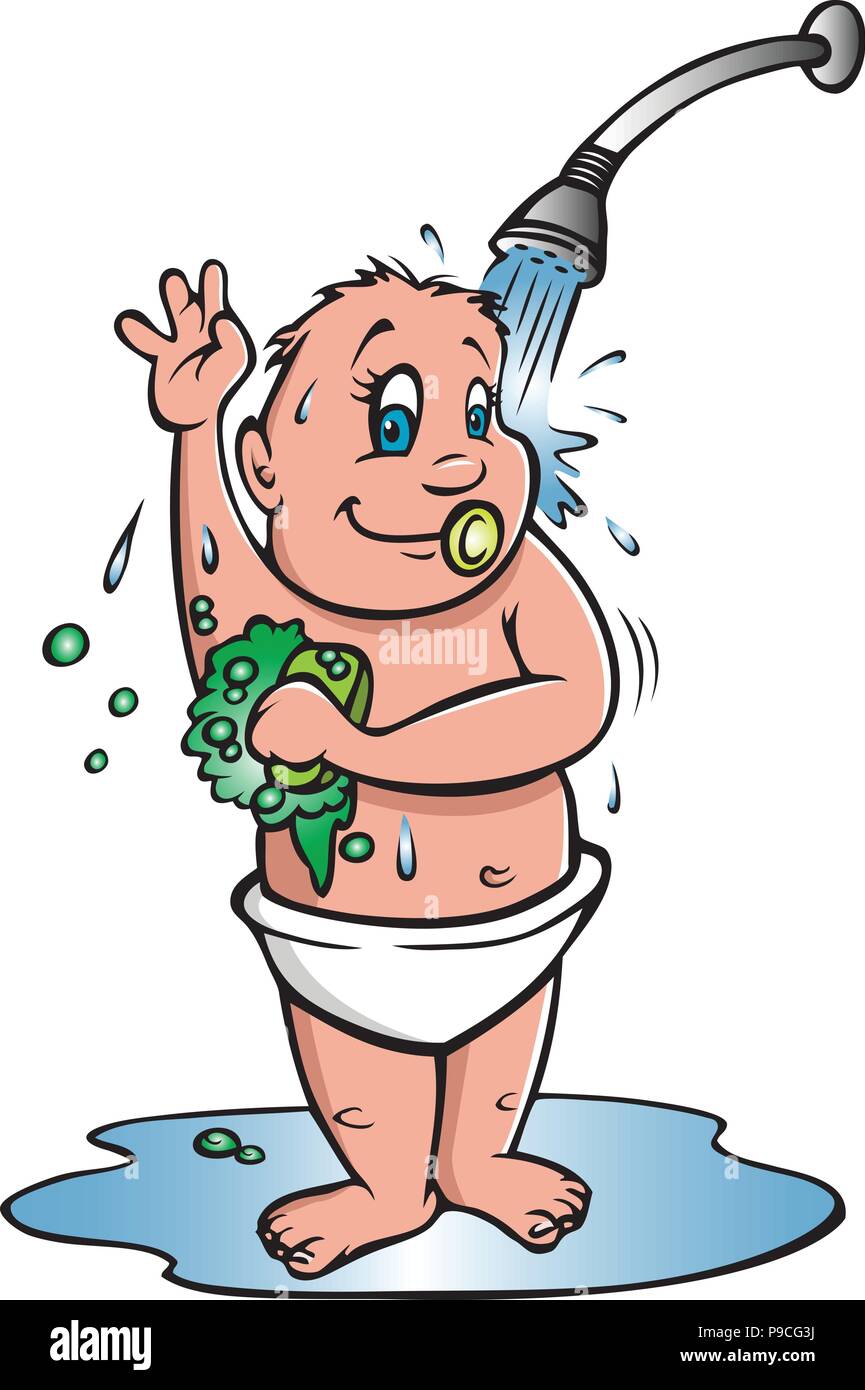 Cartoon vector illustration d'une prise d'une douche de bébé Image  Vectorielle Stock - Alamy