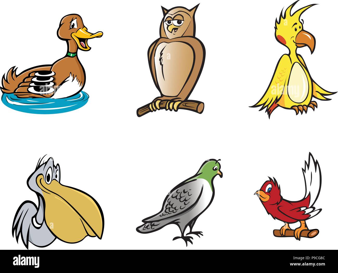 Cartoon vector illustration d'une collection d'oiseaux Illustration de Vecteur
