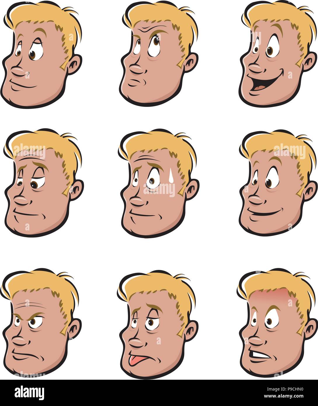 Cartoon vector illustration d'expressions du visage masculin Illustration de Vecteur