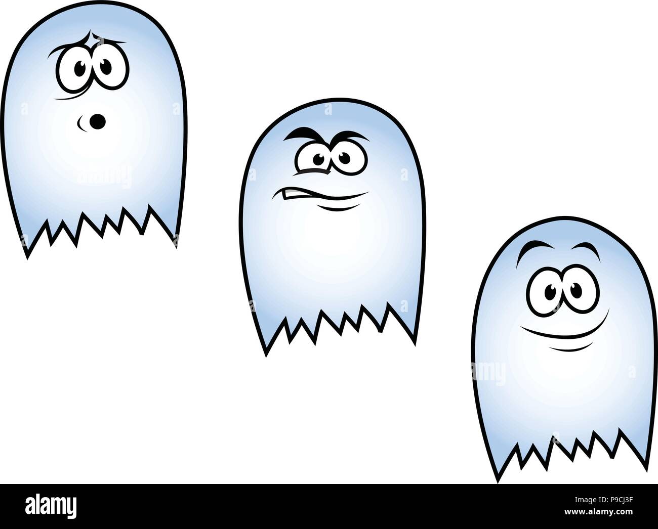 Cartoon vector illustration de trois fantômes Illustration de Vecteur