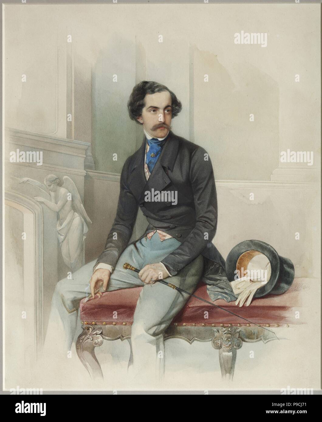 Portrait d'Alexey Grigori Arkadievitch Stolypine (Mongo) (1816-1858). Musée : la Galerie nationale Tretiakov (Moscou). Banque D'Images