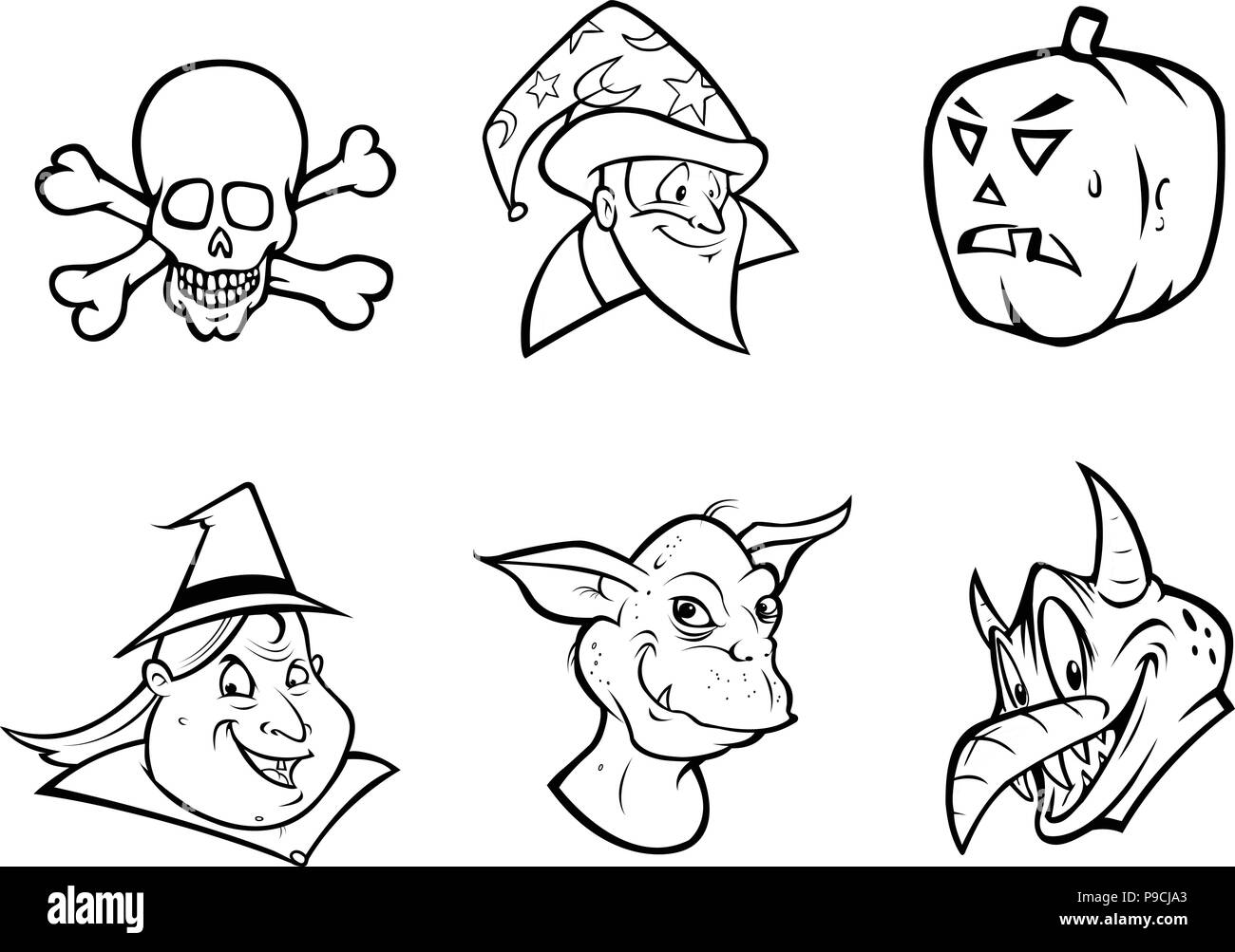 Cartoon vector illustration d'un plan de collecte d'Halloween Illustration de Vecteur