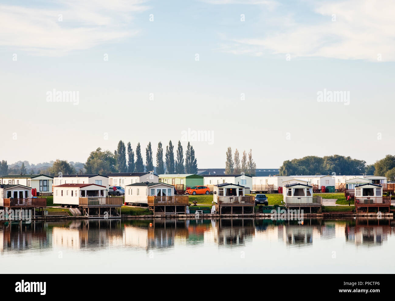 Maisons de vacances et chalets mobil dans les sept lacs, Parc de loisirs, Ealand, Crowle, Scunthorpe, Nord du Lincolnshire, Angleterre, RU Banque D'Images