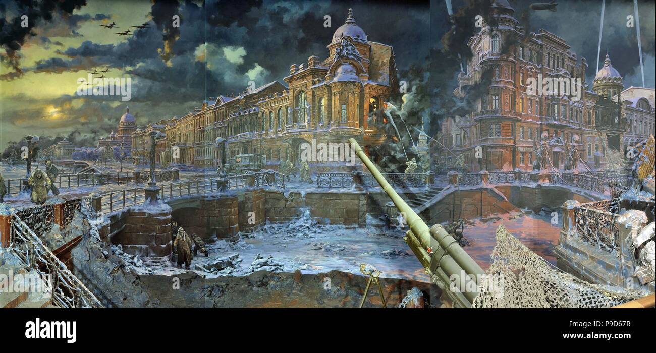 Le siège de Leningrad Panorama (détail). Musée : Musée Militaire, centrale de l'État de Moscou. Banque D'Images