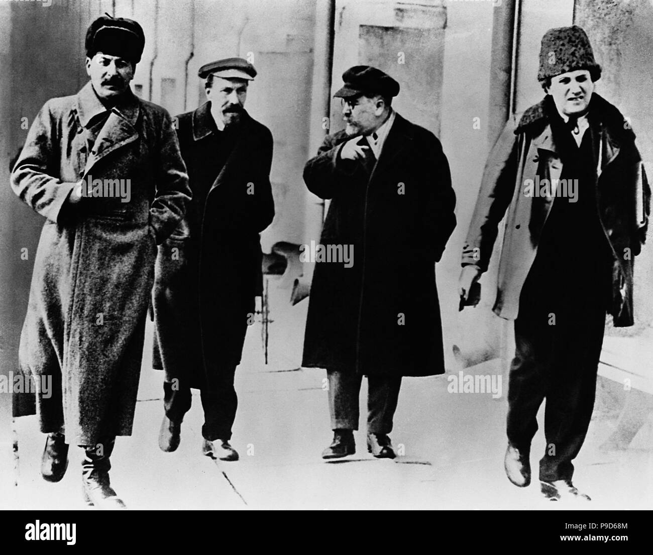 Joseph Staline, Alexeï Rykov, Lev Kamenev et Grigori Zinoviev. Musée : Musée d'histoire de l'État de Moscou. Banque D'Images