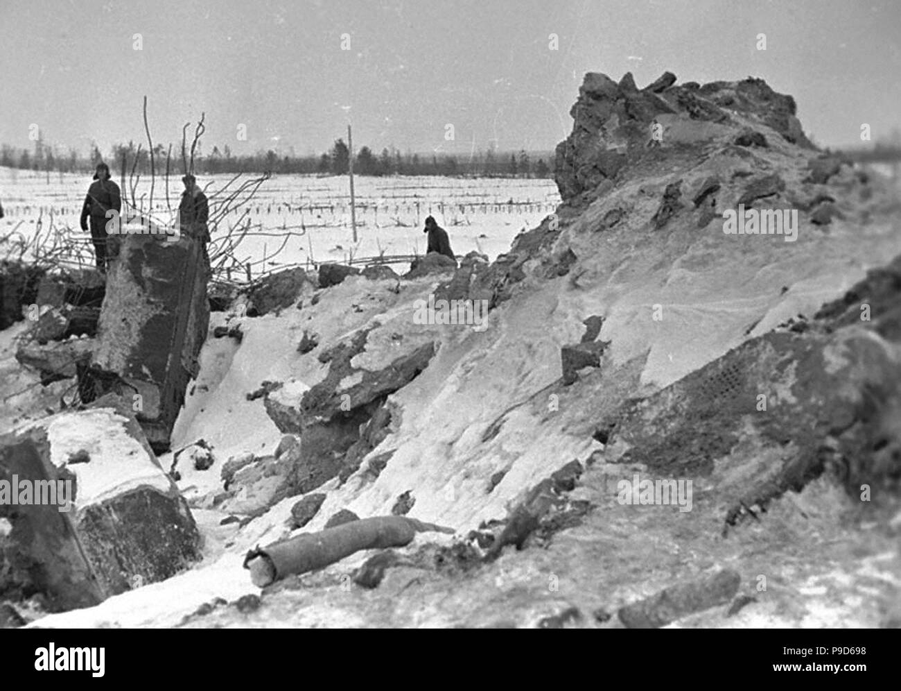 Vue de la ligne Mannerheim. La guerre d'hiver. 1939. Musée : l'État russe et Film Photo Archive, Moscow. Banque D'Images
