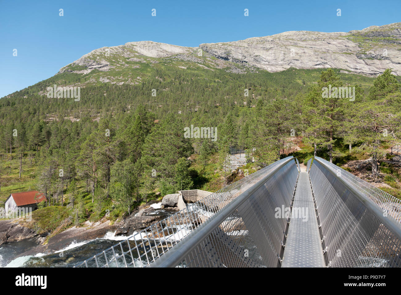 Likholefossen Gaularfjellet, pont, la Norvège. Banque D'Images