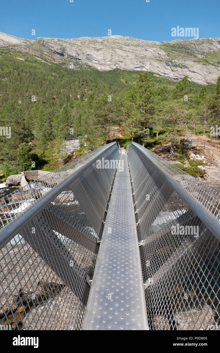 Likholefossen Gaularfjellet, pont, la Norvège. Banque D'Images