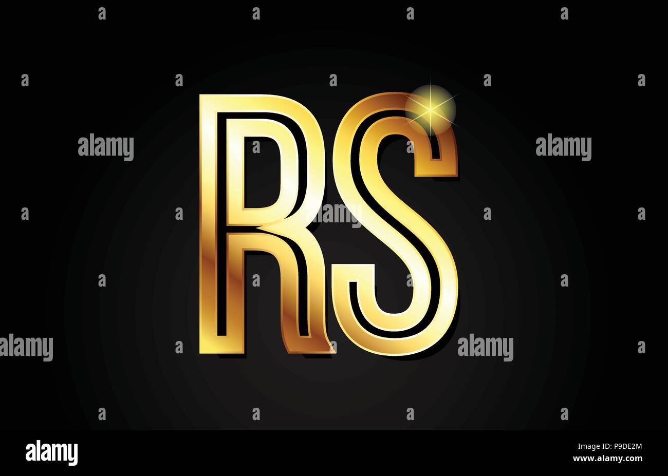 Lettre alphabet or rs r s combinaison logo design adapté pour une société ou entreprise Illustration de Vecteur