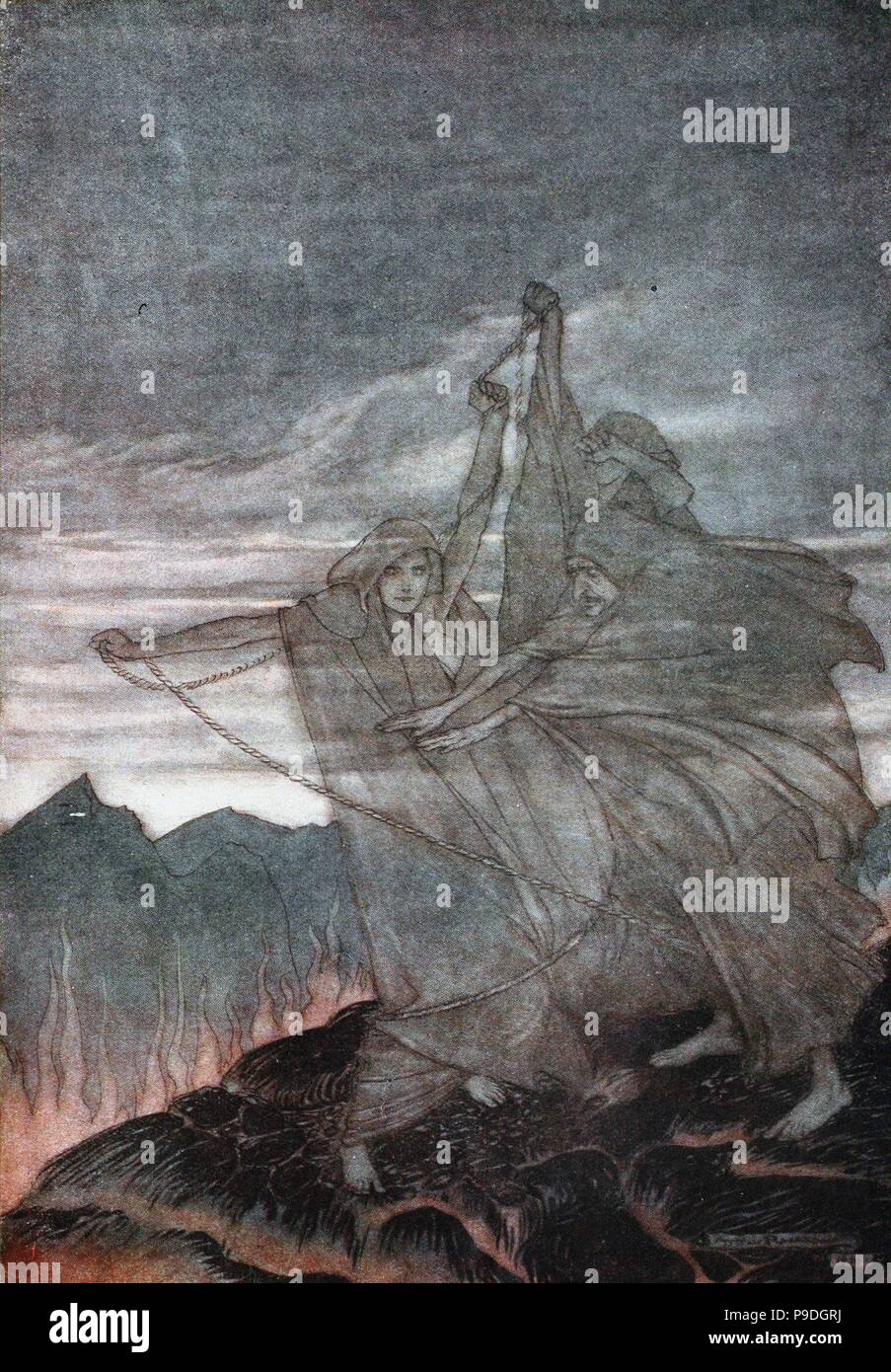 Les nornes disparaissent. Illustration pour 'et Siegfried Le Crépuscule des dieux" de Richard Wagner. Musée : collection privée. Banque D'Images