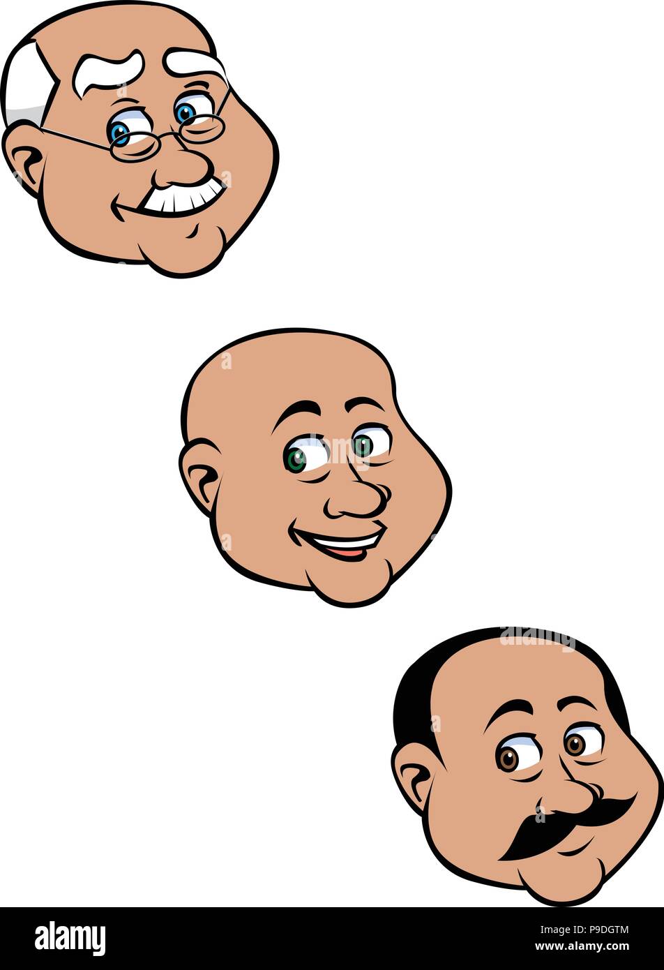 Cartoon vector illustration du vieil homme visages Illustration de Vecteur