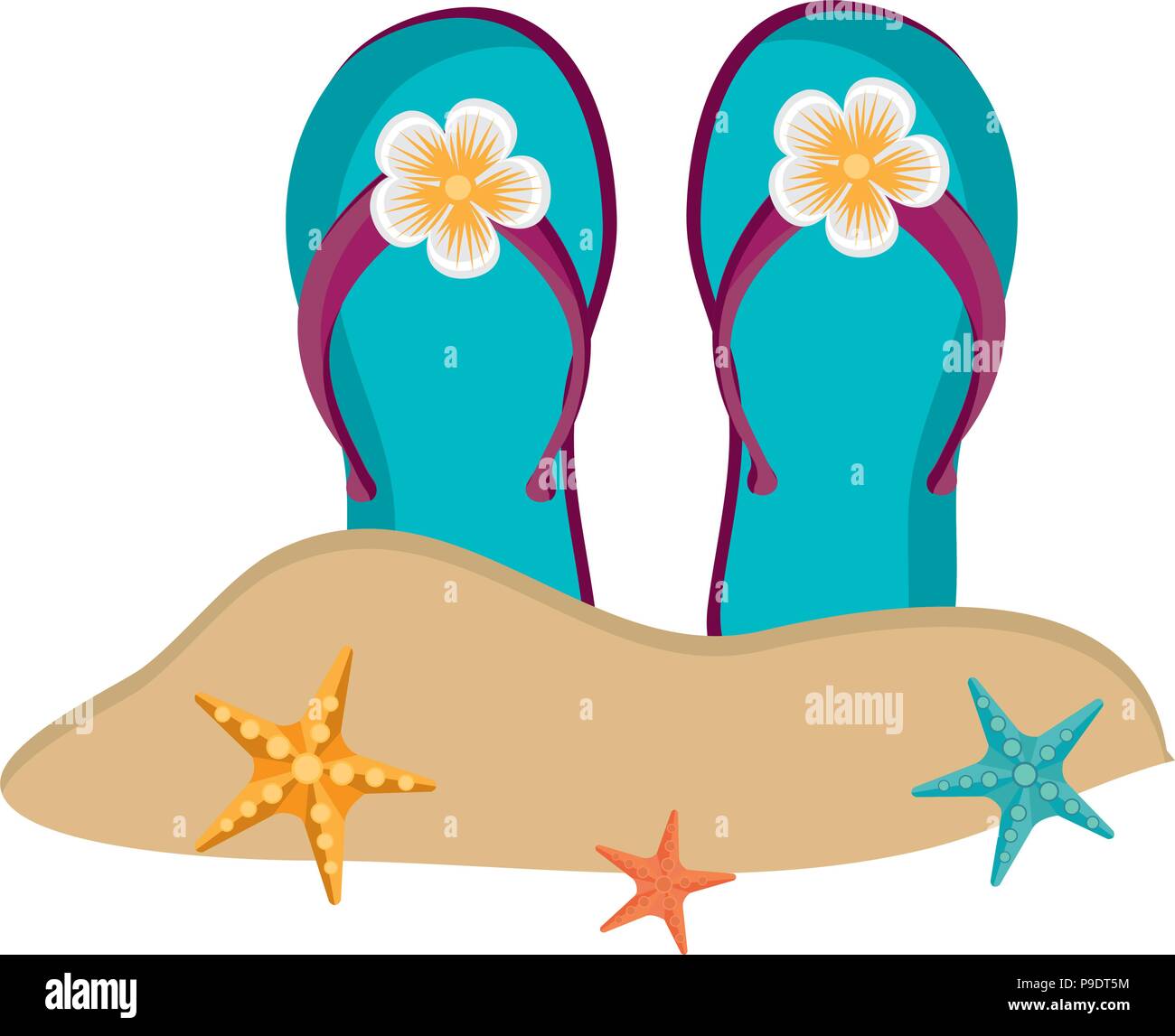 Tongs Sur La Plage Vector Illustration Design Image Vectorielle Stock Alamy