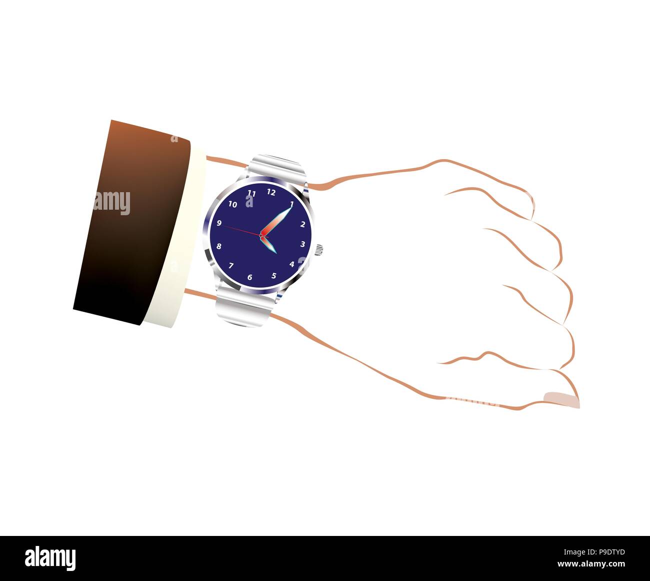 Montre-bracelet homme sur fond blanc Illustration de Vecteur