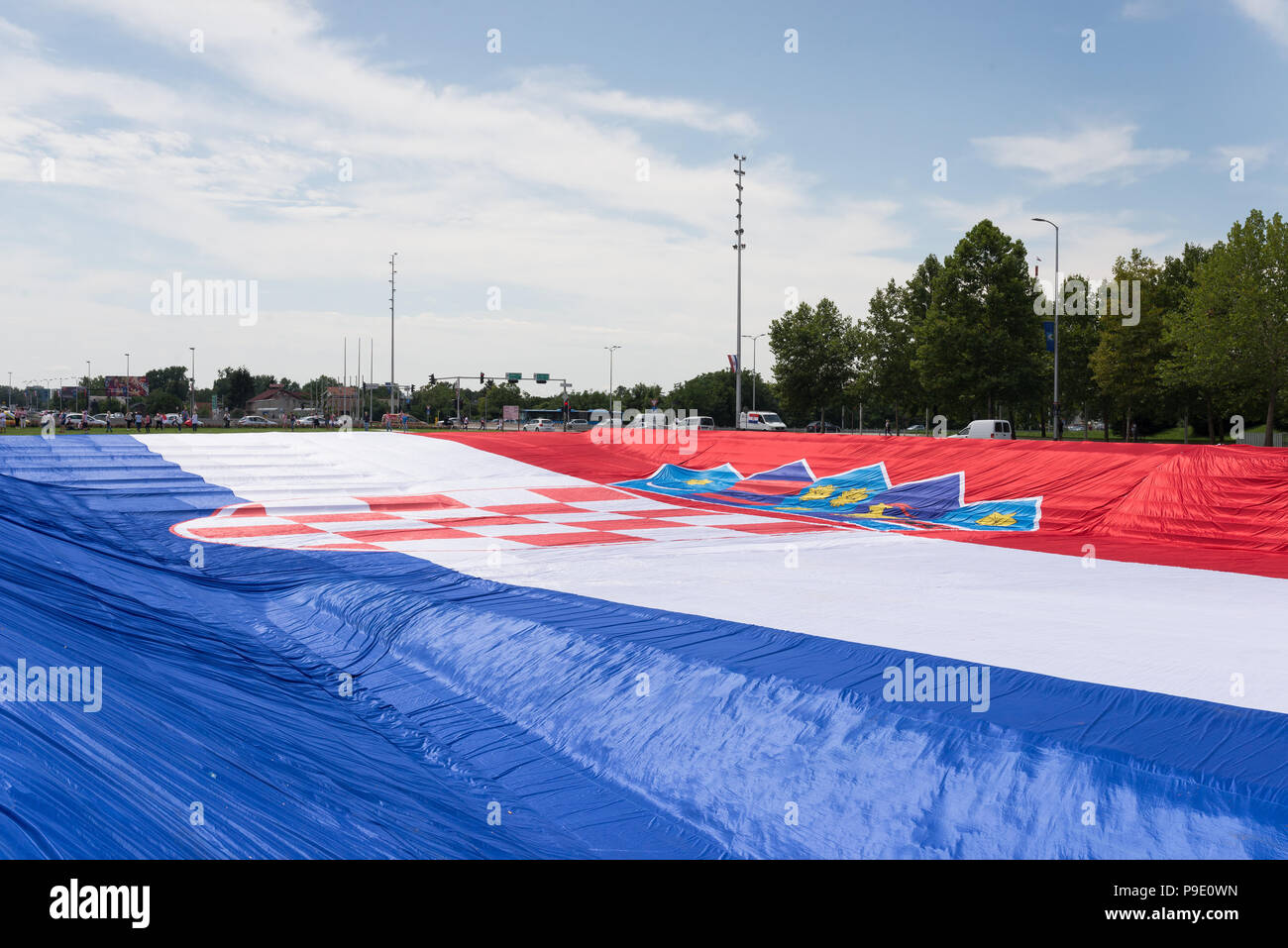 Fans de Zagreb à accueillir la Coupe du Monde Accueil l'équipe croate Banque D'Images