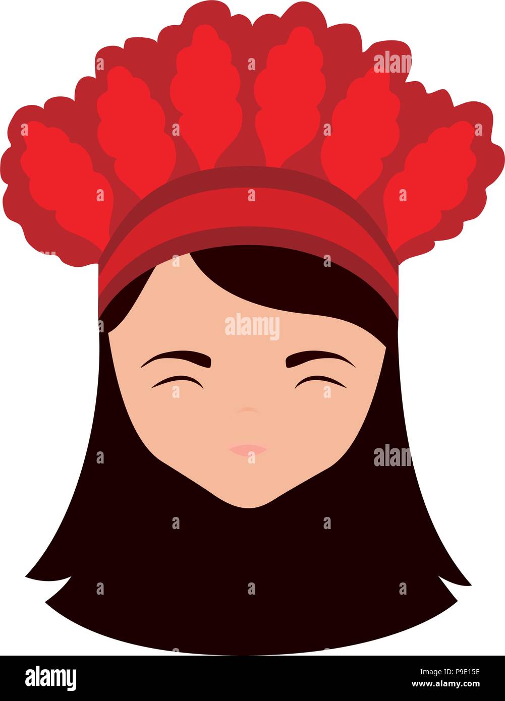 Cartoon girl avec costume traditionnel de Taiwan icône sur fond blanc, vector illustration Illustration de Vecteur