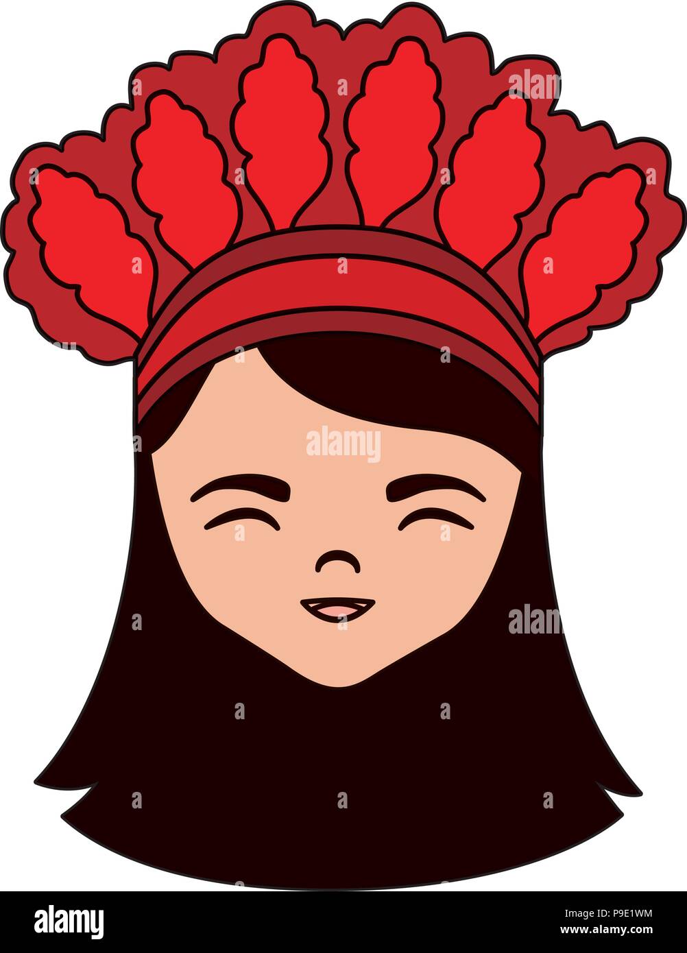 Cartoon girl avec costume traditionnel de Taiwan icône sur fond blanc, vector illustration Illustration de Vecteur