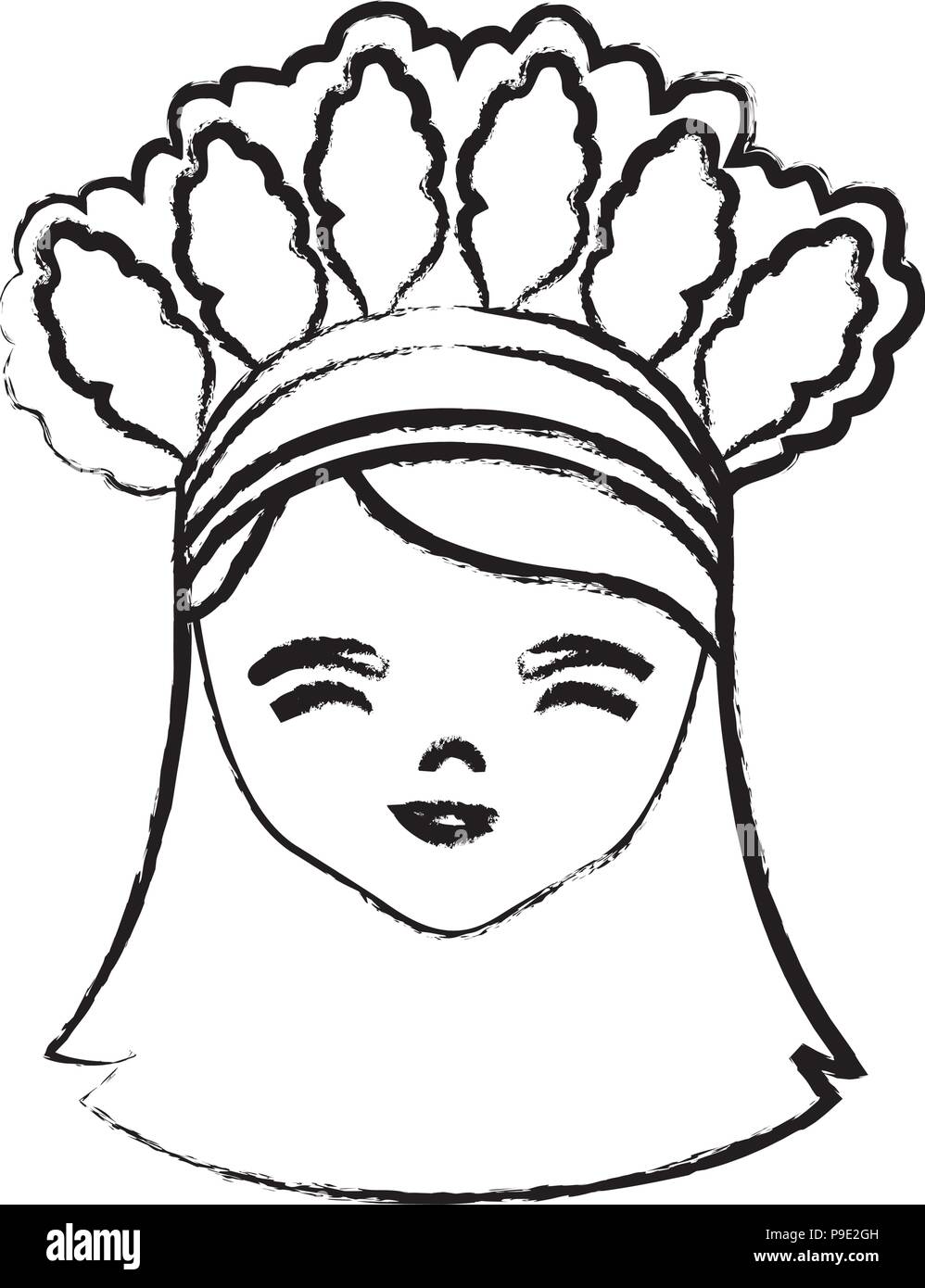 Cartoon girl avec costume traditionnel de Taiwan icône sur fond blanc, vector illustration Illustration de Vecteur