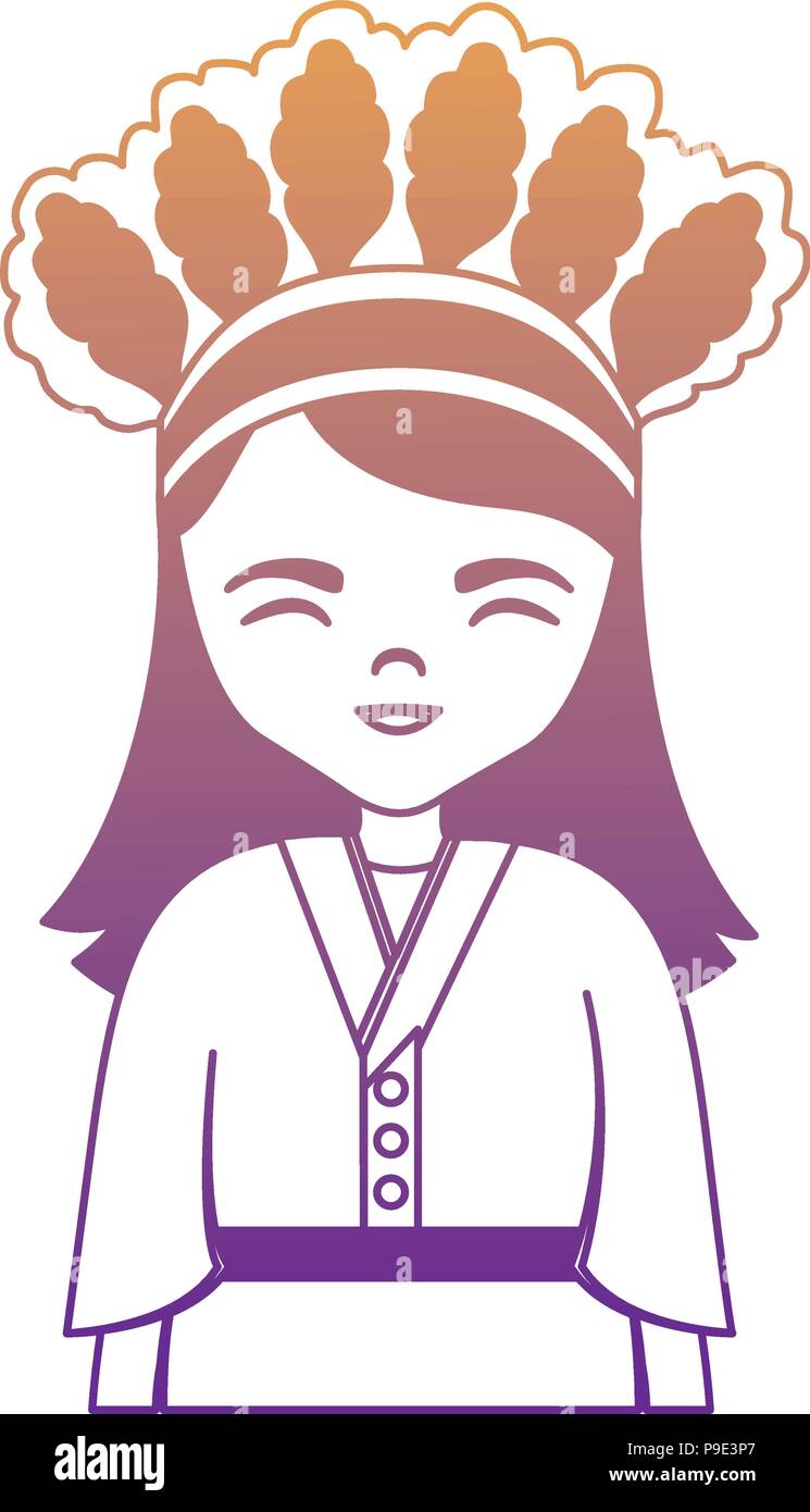 Cartoon girl avec costume traditionnel de Taiwan icône sur fond blanc, vector illustration Illustration de Vecteur