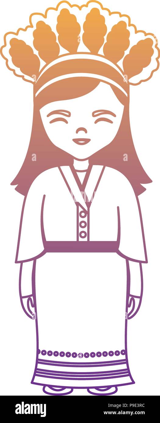 Cartoon girl avec costume traditionnel de Taiwan icône sur fond blanc, vector illustration Illustration de Vecteur