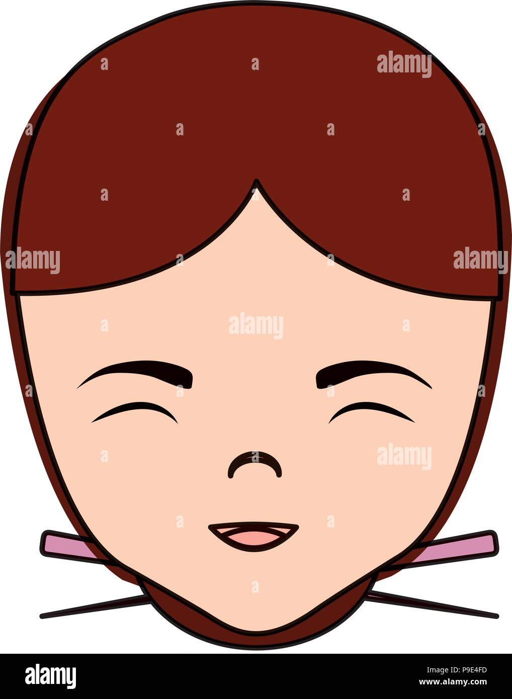 Visage femme asiatique icône sur fond blanc, vector illustration Illustration de Vecteur