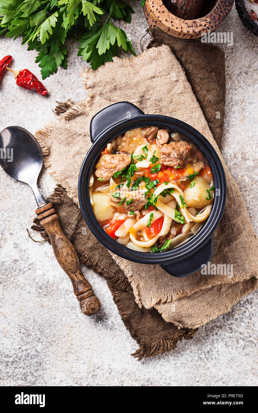 Oriental traditionnel soupe lagman ouzbeks Banque D'Images