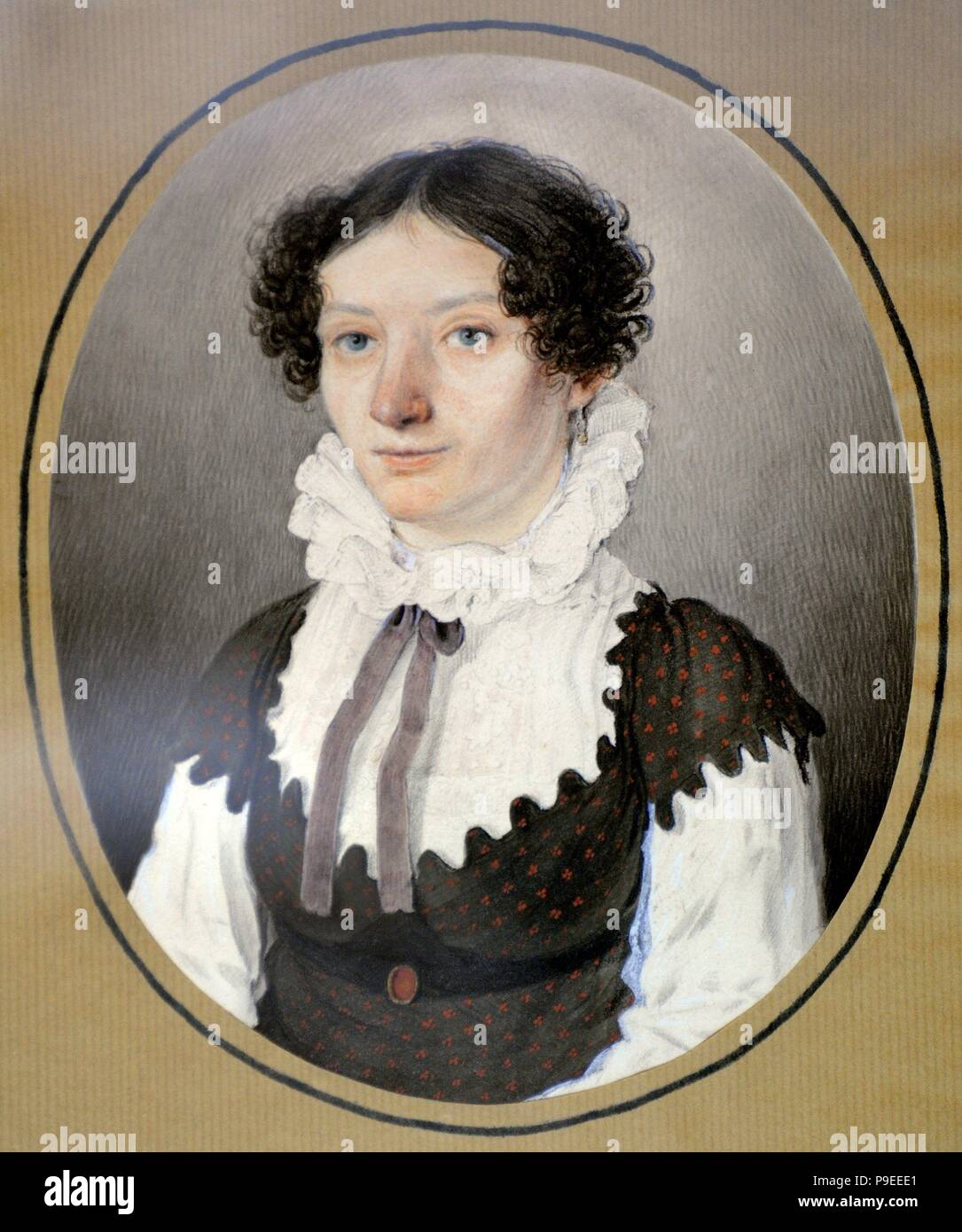 Duchesse Volkonskaya ( ?). Portrait par un inconnu Rusian à partir de la première moitié du 19e siècle. Vilnius Photo Gallery. Vilnius. La Lituanie. Banque D'Images