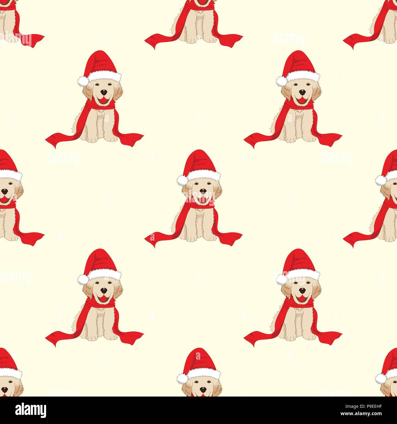 Labrador Retriever with Santa Hat sur fond beige Ivoire transparente. Vector Illustration. Illustration de Vecteur