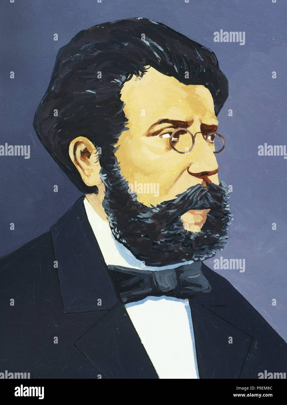 Georges Bizet (1838-1875). Compositeur français. Portrait. L'aquarelle. Banque D'Images