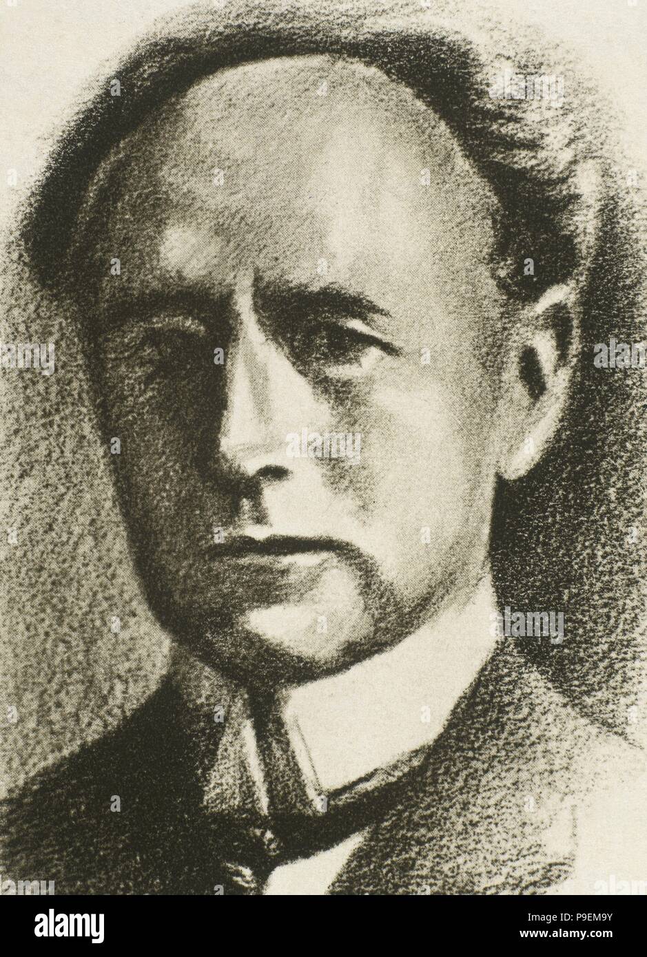 Felix Weingartner (1863-1942). Chef d'orchestre autrichien, le compositeur et pianiste. Portrait. Dessin. Banque D'Images